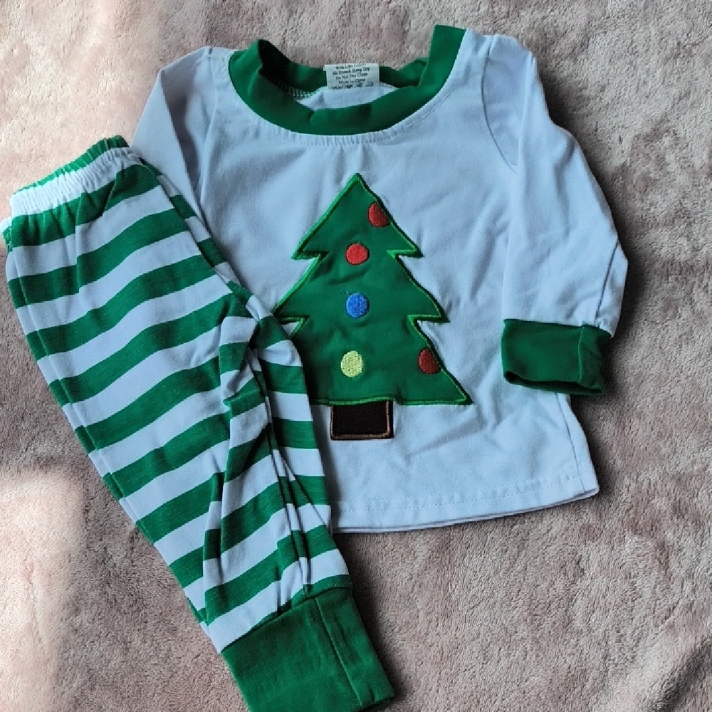 Festive Green and White Kids Pajamas